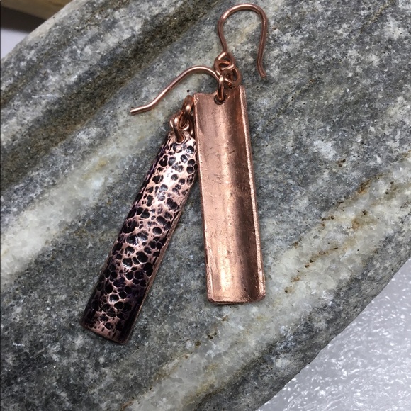 Animal Print Hammered Copper Leopard Earrings - Picture 4 of 7